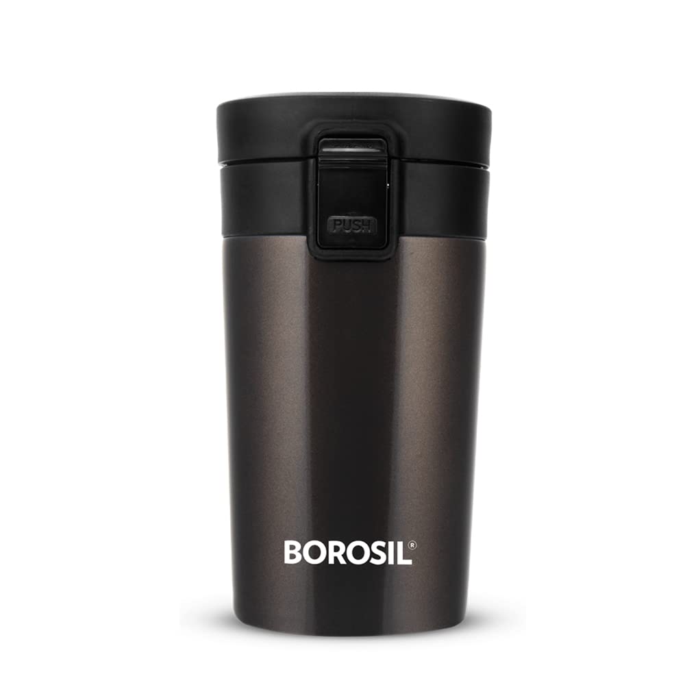 Borosil Coffeemate Insulated Mug, Vacuum Insulated Travel Coffee Mug With Lid, 8 Hours Hot And 14 Hours Cold, 300 Ml, Mocha, Sta